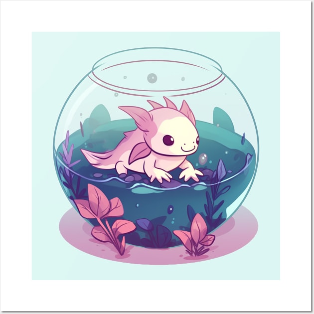 Axolotl in a Fishbowl Wall Art by nonbeenarydesigns